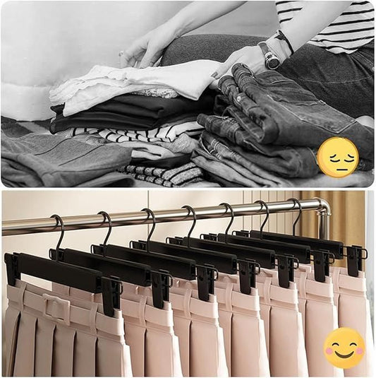 Black Adjustable Metal Hangers For Clothes (Pack of 5)